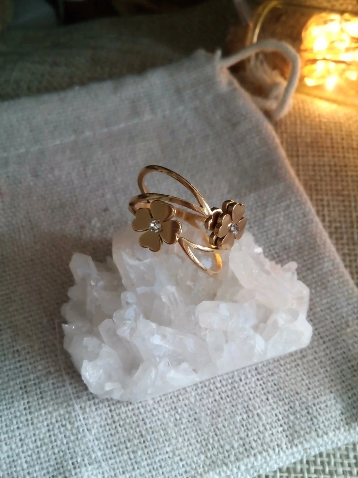 Bague fleurs bohèmes en acier – photo 4
